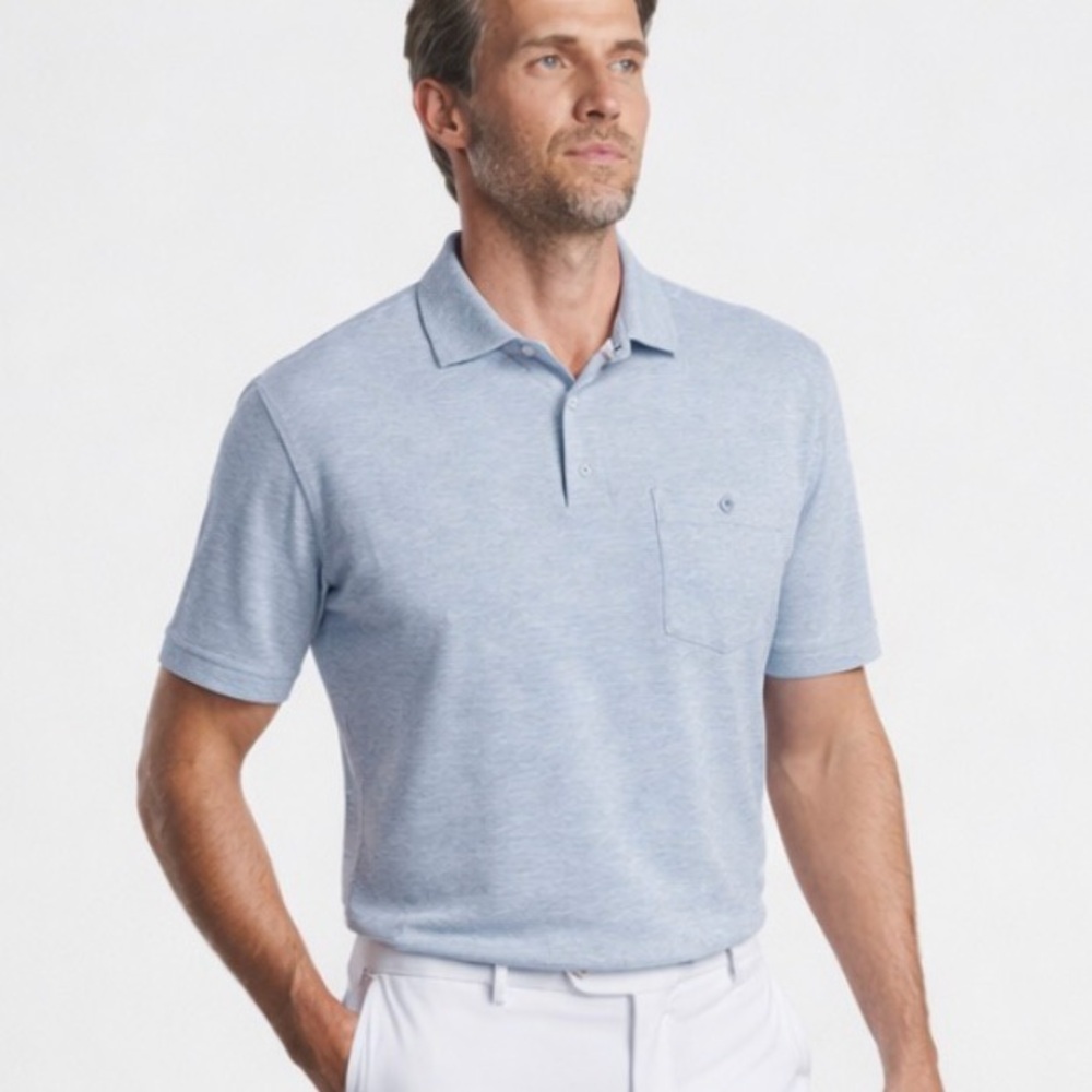 Travis Mathew Golf Polo Blue Pocket Sz Large Officecore Career Sporty Casual